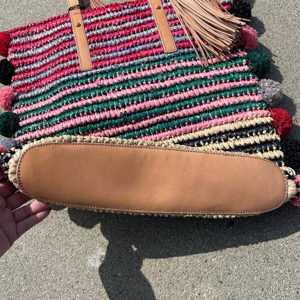 Loeffler Randall Rainbow Cruise Striped Straw Tote - Image 6