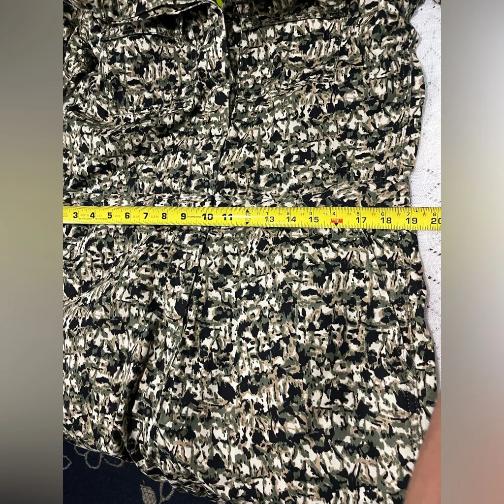 BP + Wildfang Green Camo Print Long Sleeve Canvas Jumpsuit 2 % Spandex Size S - Image 9