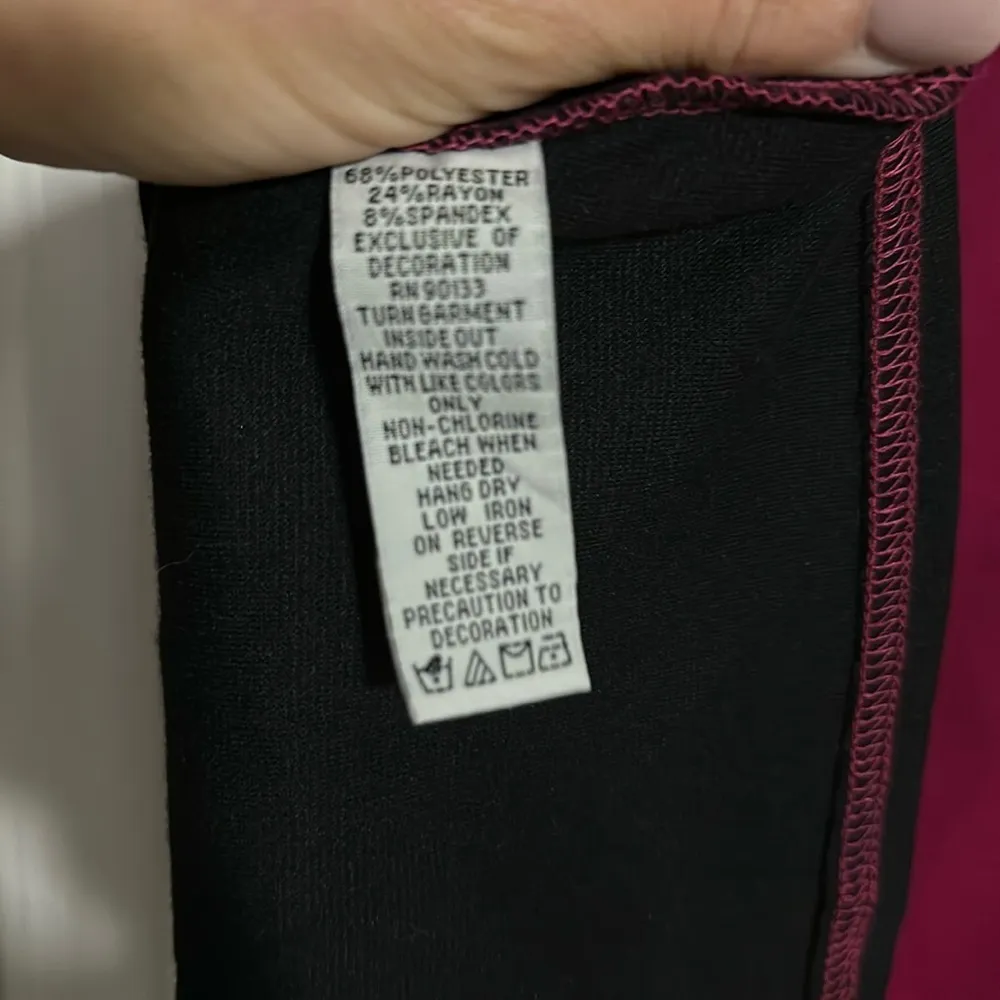 BOB MACKIE Wearable Art Embroidered Fuchsia Black Mini Dress 2X tunic - Image 4