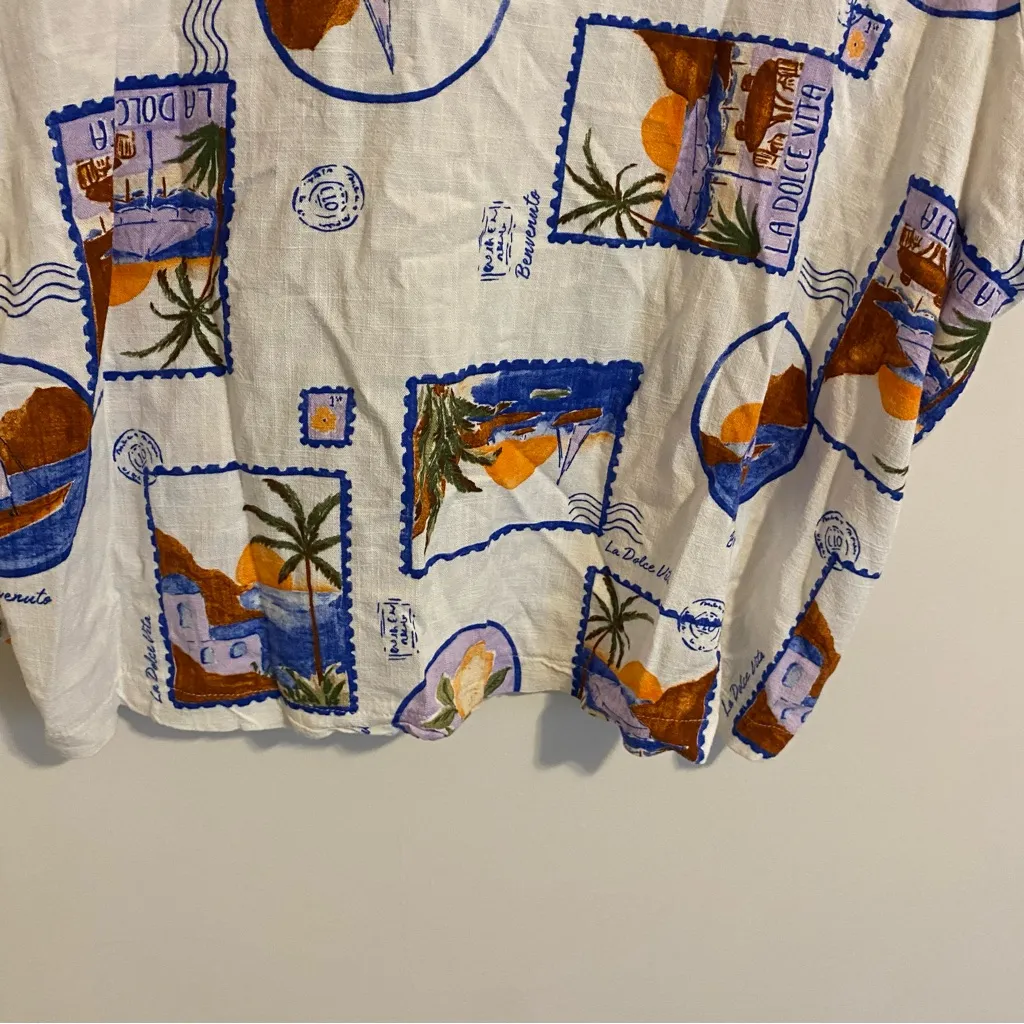 Paper Heart White Vacation Pattern Top size Large - Image 8