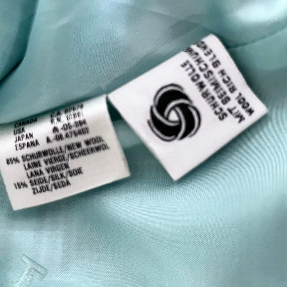 Vintage Escada Margaretha Ley wool silk plaid double breasted blazer Blue Size 6 - Image 14