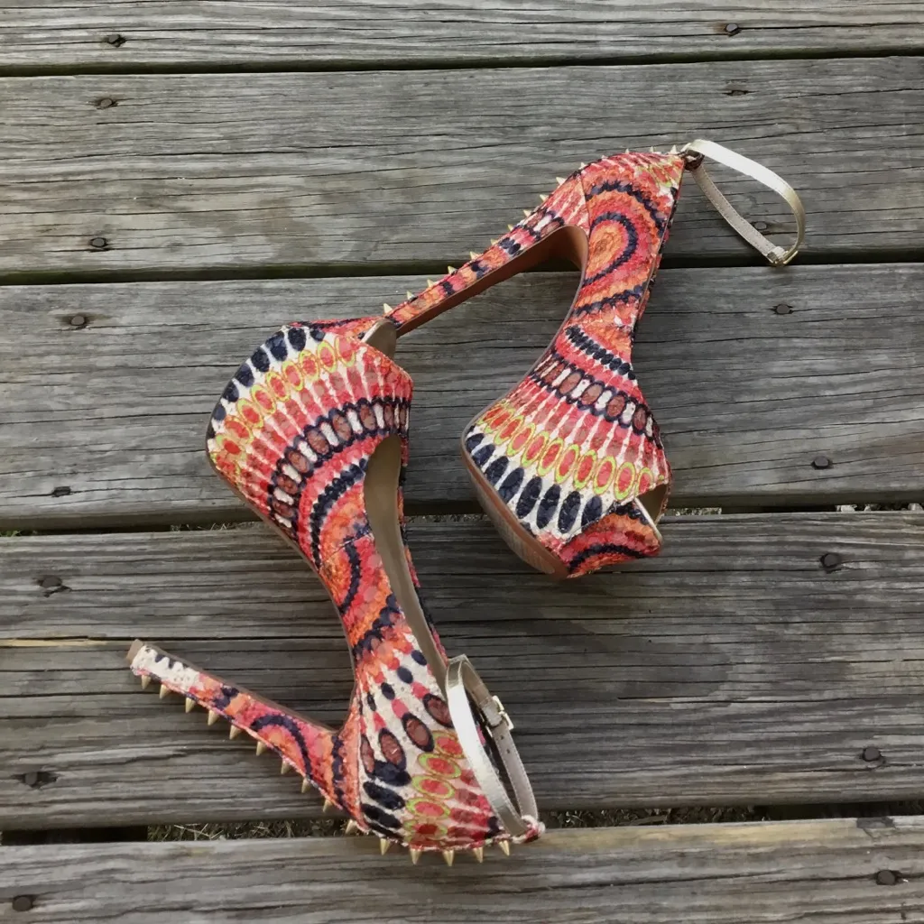 Fancy colorful dressy pumps 👠💄 Orange Size 8 - Image 5