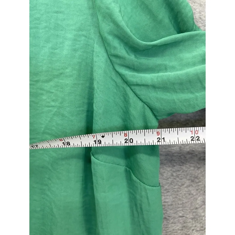 Alfani Women's Blouse Bell Sleeve Tie Front VNeck Plus Size 0X Green - Image 7