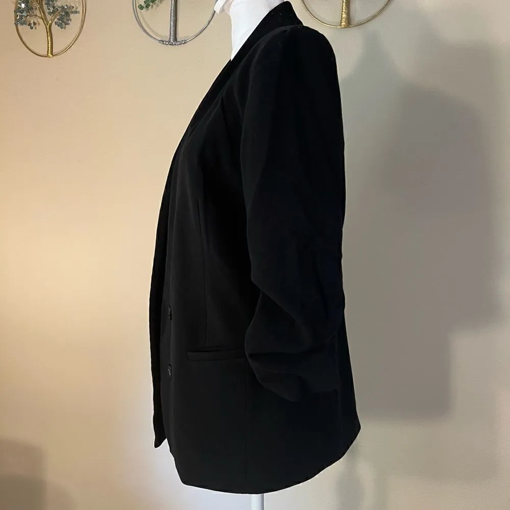 AGB Black Open Front 3/4 Ruched Sleeve Blazer Size 8 Black - Image 5
