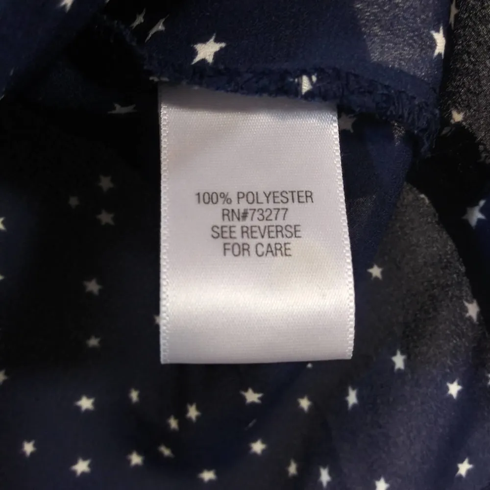 Croft & Barrow Navy Blue Star Print Casual Short Sleeve Blouse Size M - Image 8