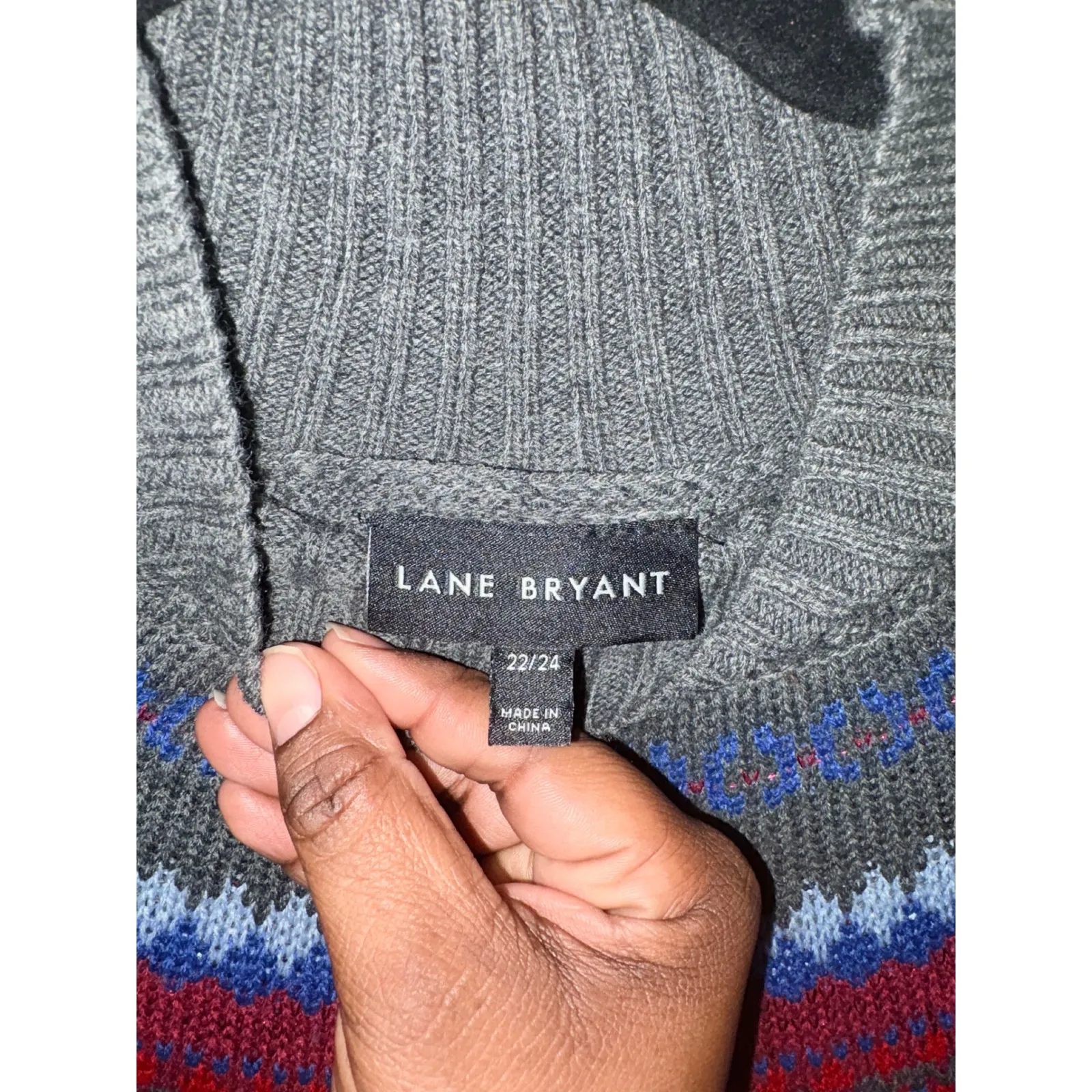 Lane Bryant Gray Fair Isle‎ Mock Neck Sweater Dress Plus Size 22 24 - Image 6