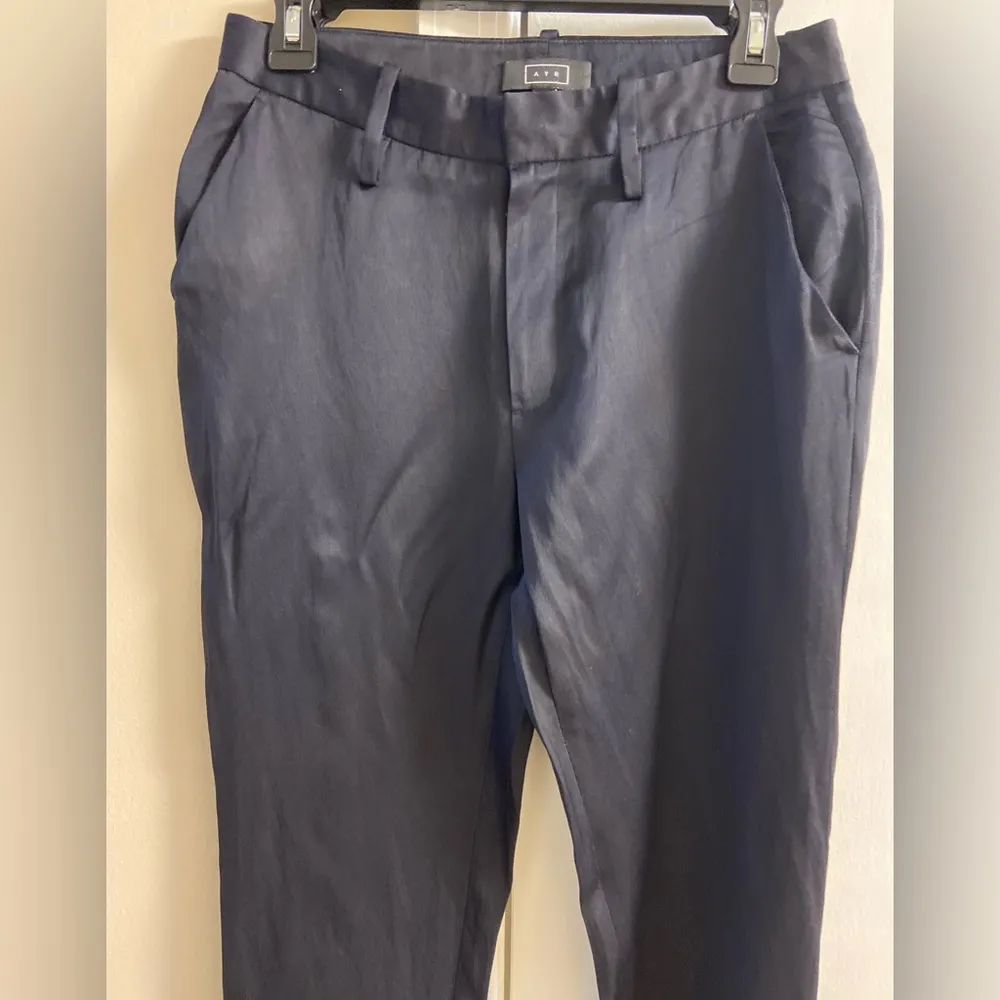 AYR dress pants black satin linen blend skinny Sz 4 - Image 3