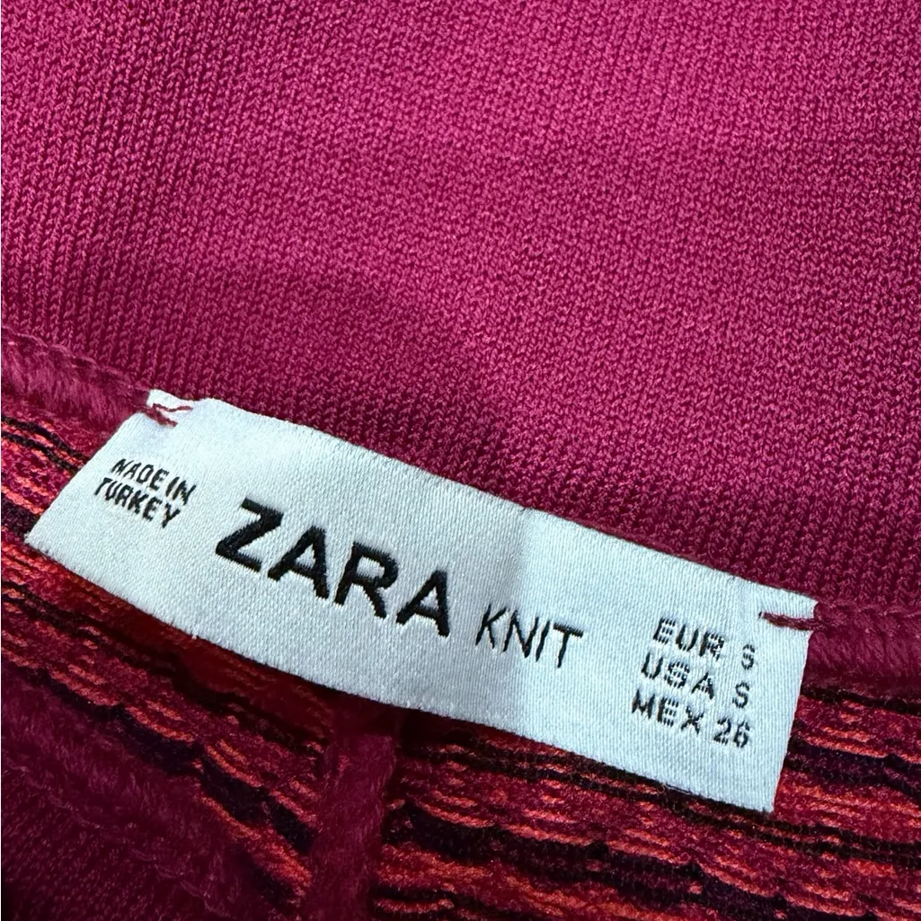 🌟 Zara Knit High-Waist Two-Tone Flared Pants Red & Purple Stretchy | Size Small - Image 5