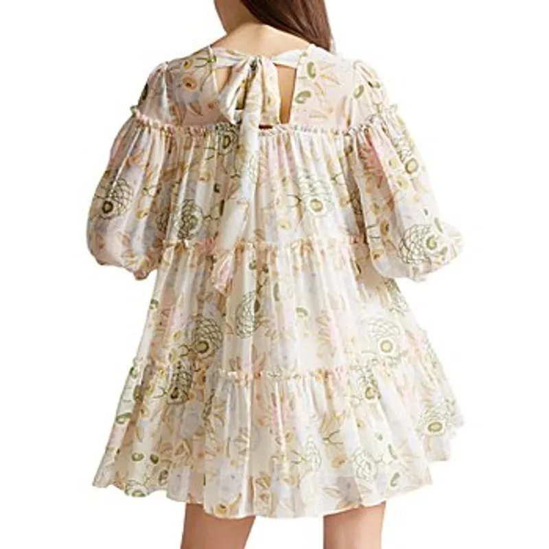 NEW Ted Baker Bellona Floral Tiered Trapeze Mini Dress Sz O-2 Extra Small Dainty - Image 4