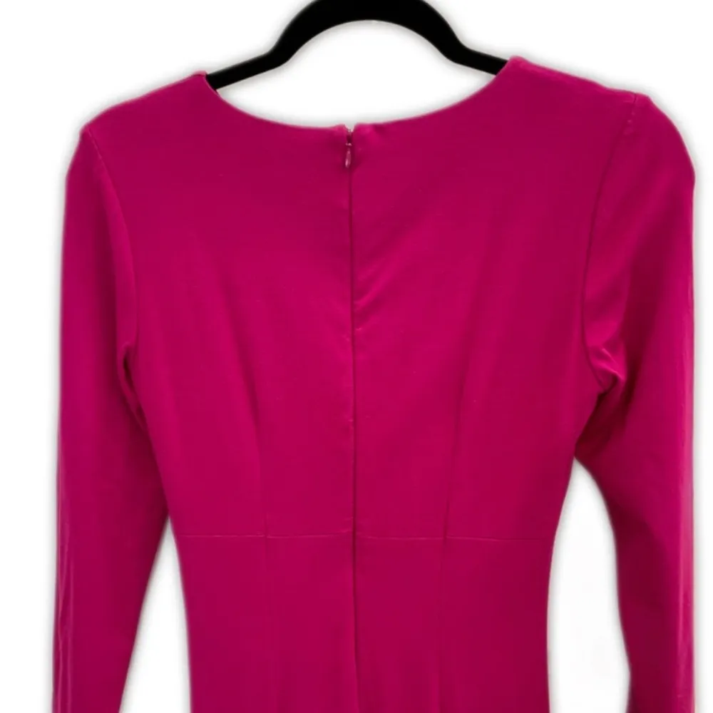 VINTAGE 1980s MAGENTA BODY CON LONG CINCHED WAIST - Image 6