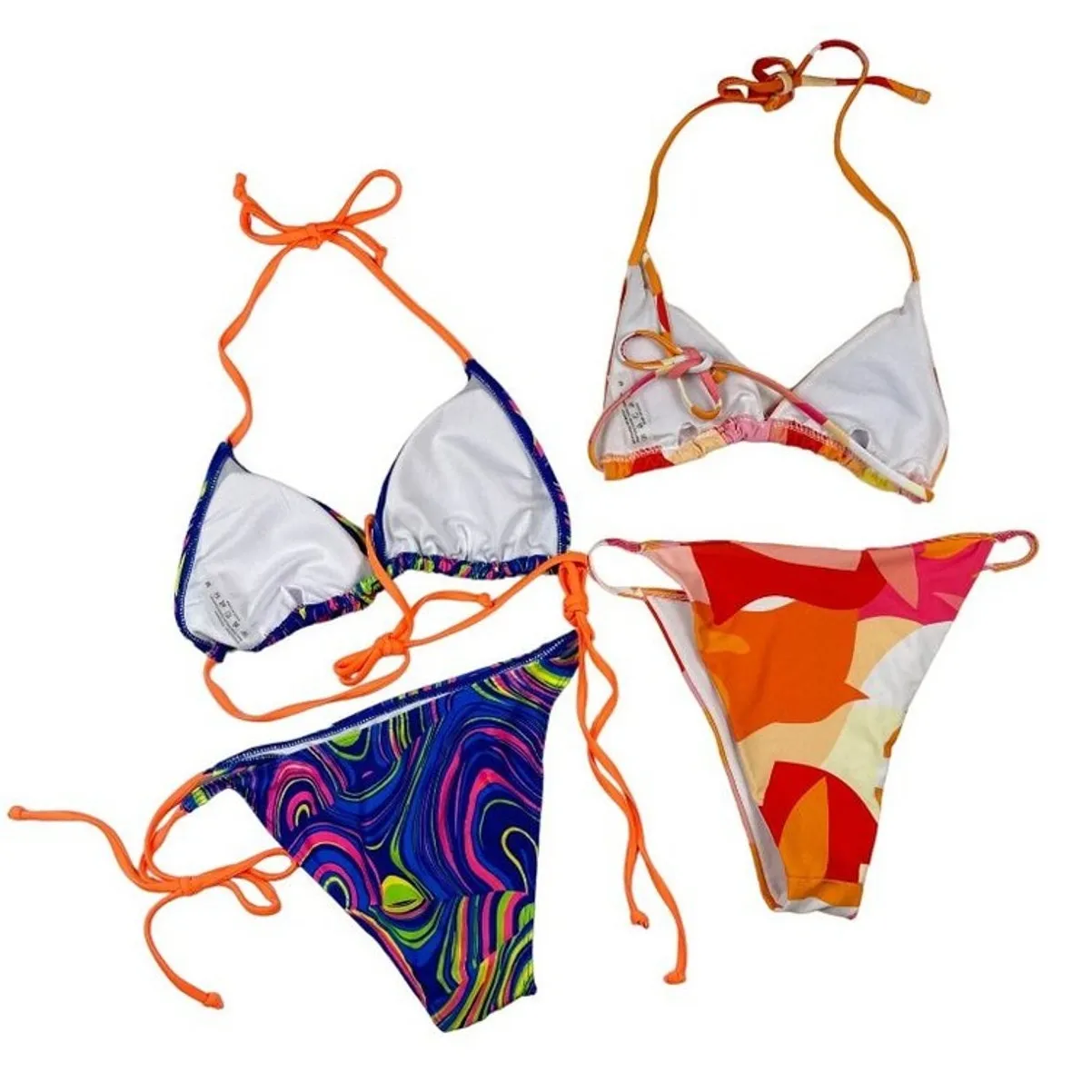 Shein - Bundle of Two Bikini Sets in Blue and Orange - Image 2