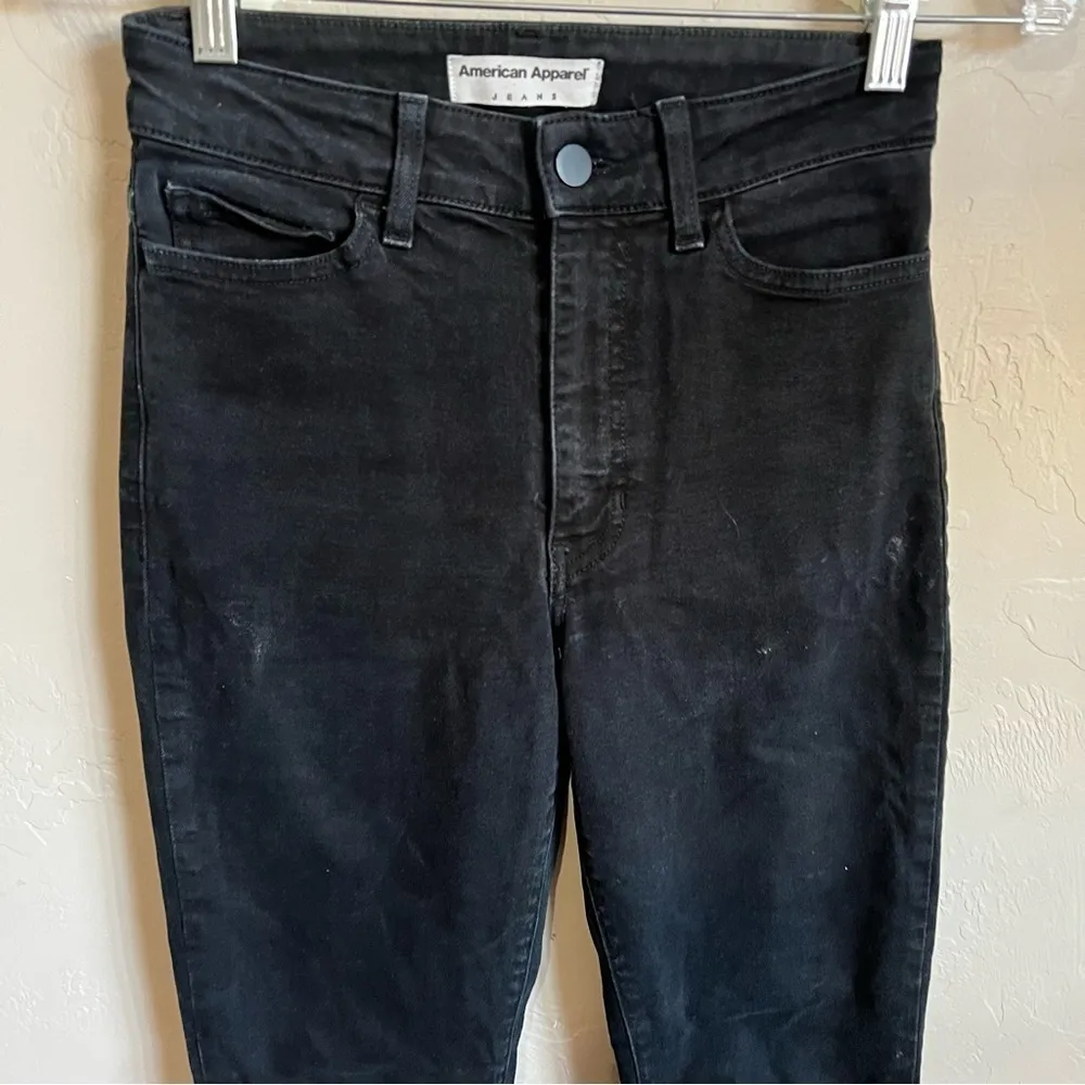 American Apparel Made‎ in the USA Black High Rise Skinny Denim Jeans - Image 3