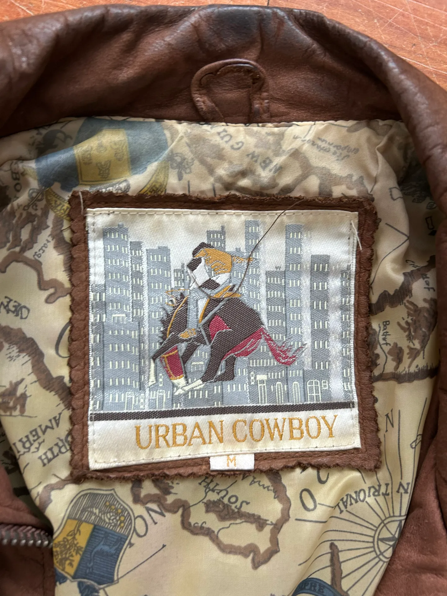 Vintage Urban Cowboy Leather Jacket Brown Size M - Image 3