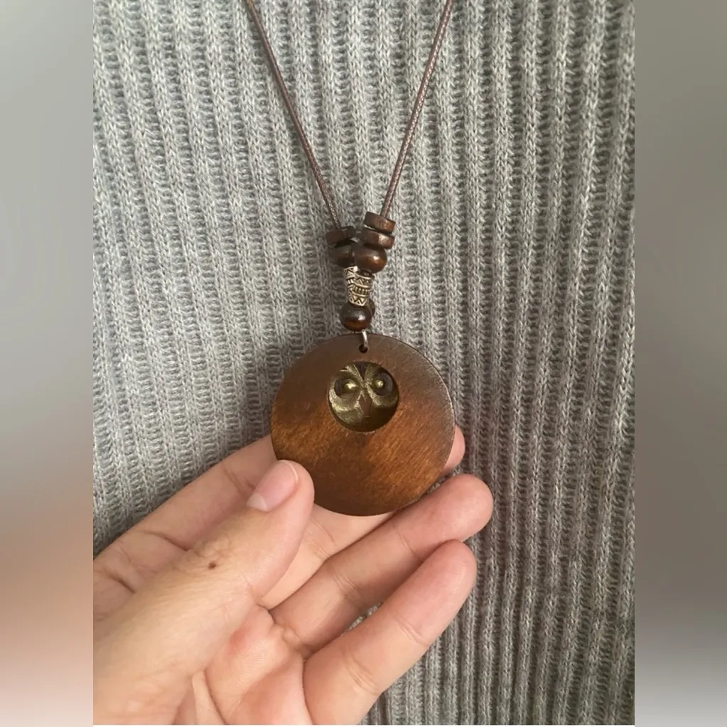 1pc Retro Owl Linen Accessories Ethnic Style Wooden Alloy‎ Sweater Necklace Brown - Image 8