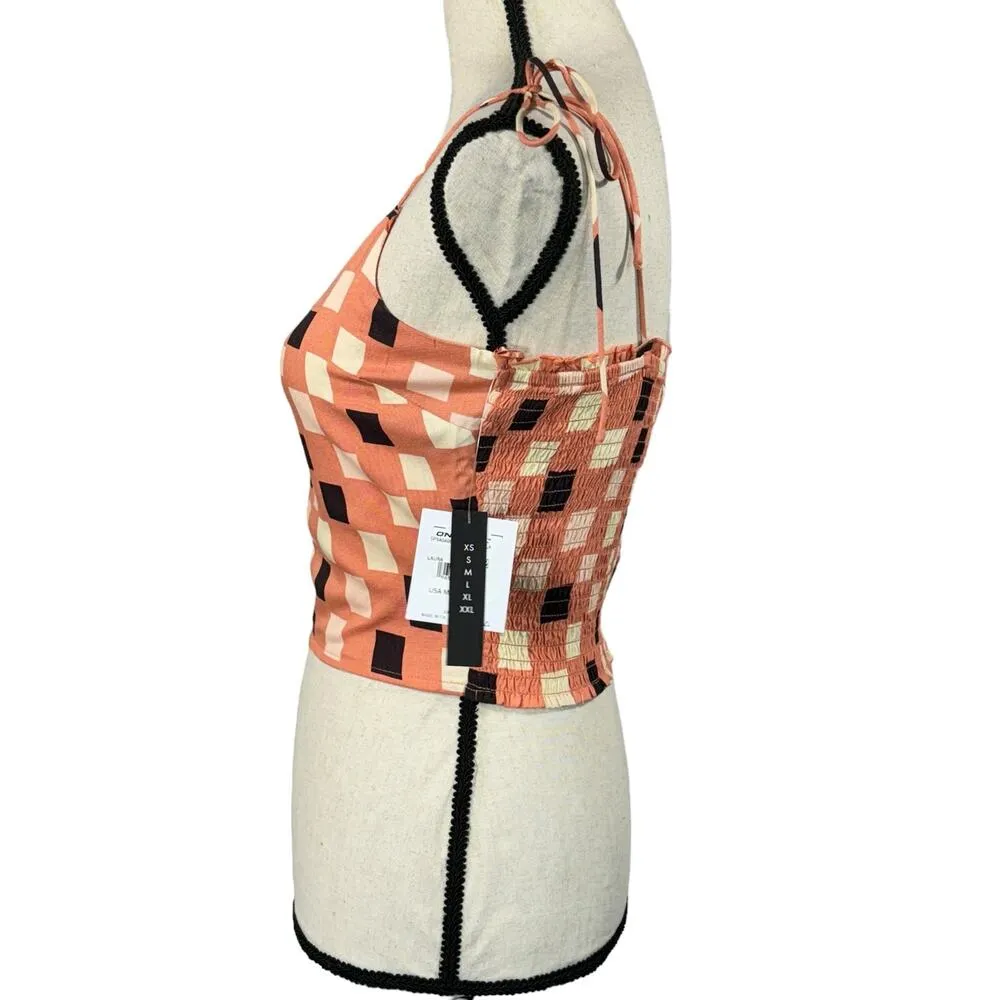 O’Neill Small Laura Cropped Tank Top Geometric Tie Spaghetti Straps Lightweight - Image 5