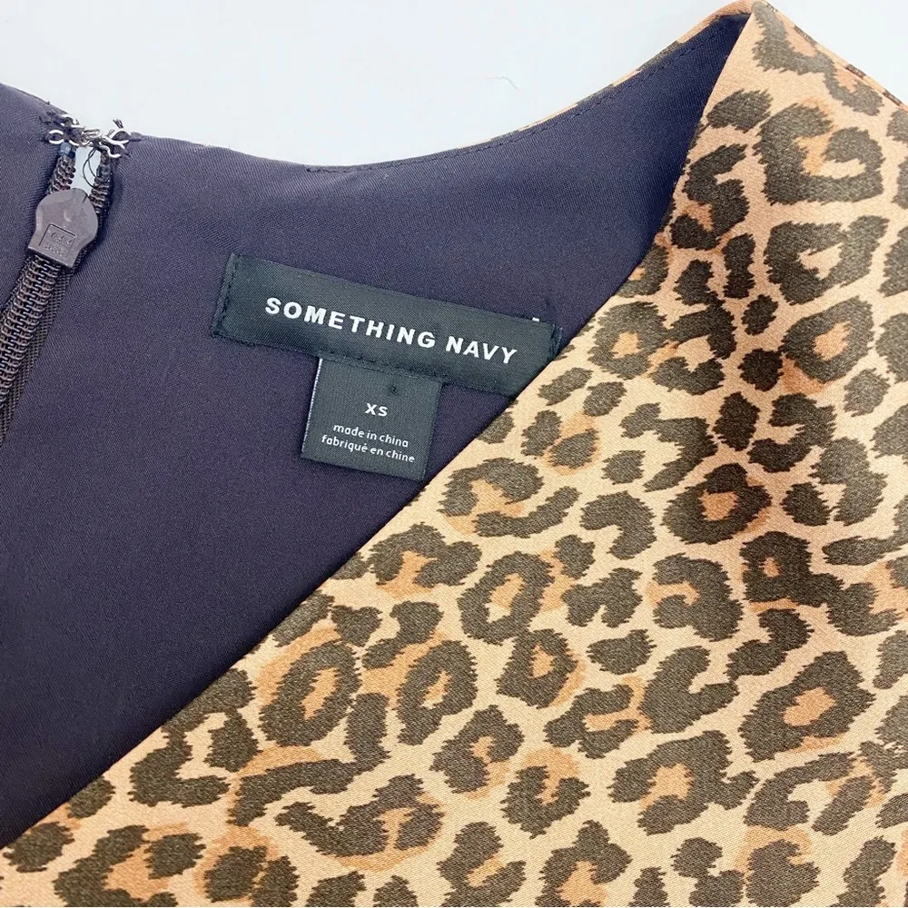 Something Navy Twist Front Long Sleeve Double Printed Midi Dress Leopard Floral - Image 12