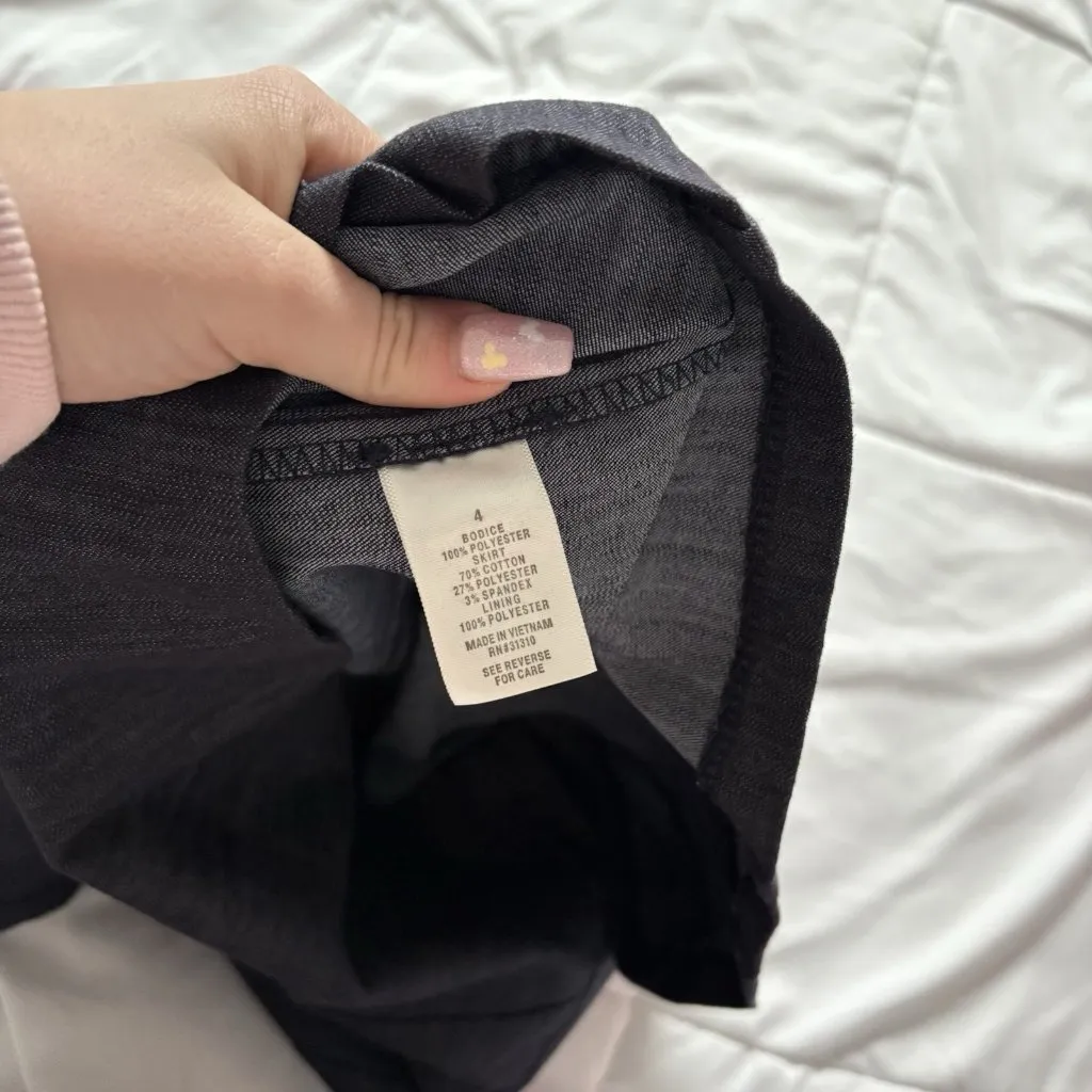 Dressbarn Womens Size 4 Denim Tiered Midi Dress Orange Jean Office Business City - Image 11