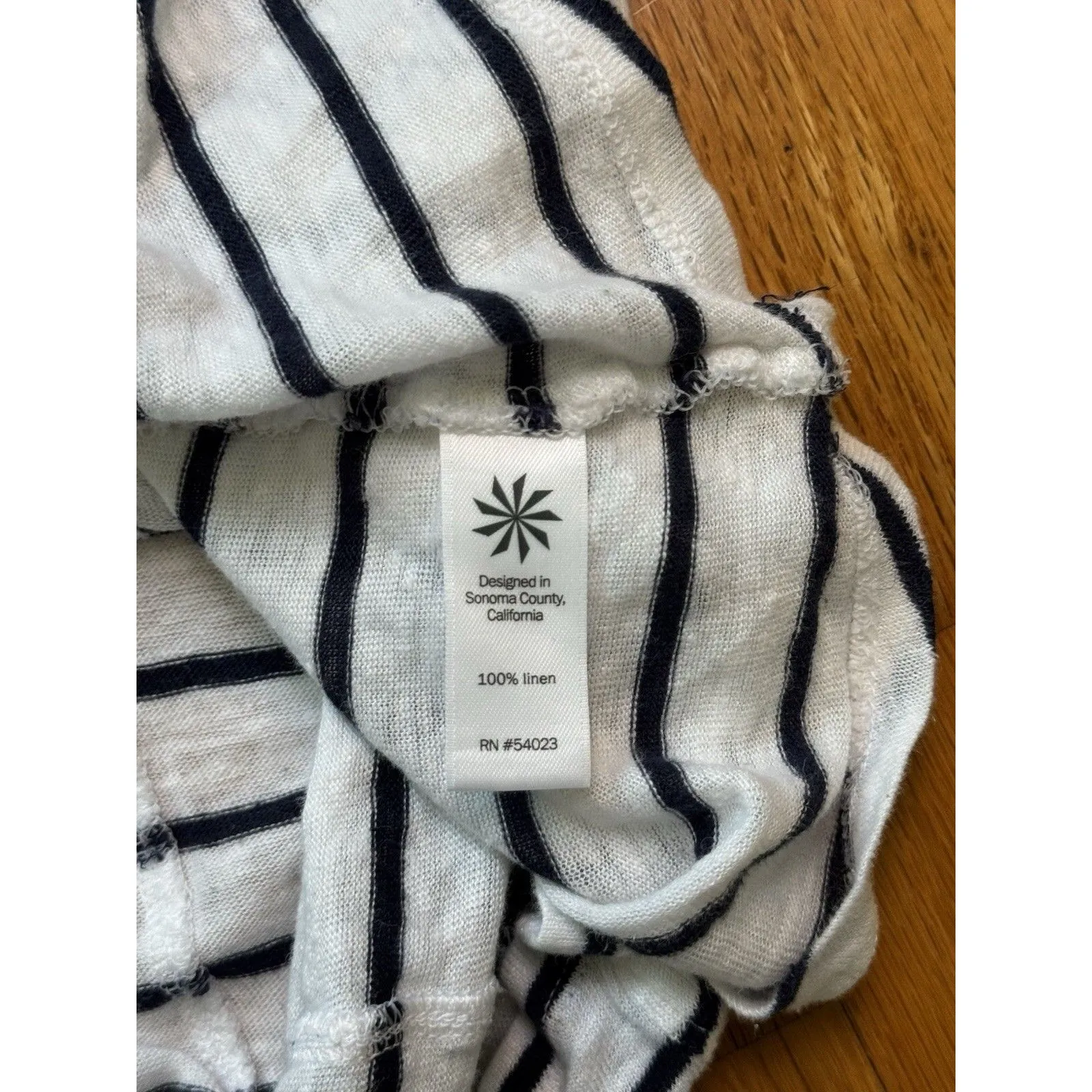 Athleta Women’s 100% Linen Striped Sleeveless Tank Top Tulip Hem Black White M - Image 9