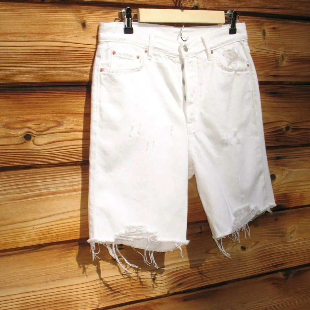 GRLFRND SAMPLE Marjan Distressed Bermuda Denim Jean Shorts - Image 4