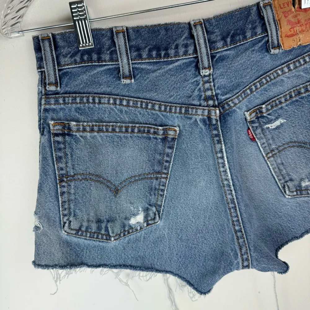 Levi’s 517 Distressed Cut Off Jeans Shorts Sz 30 Raw Hem - Image 7