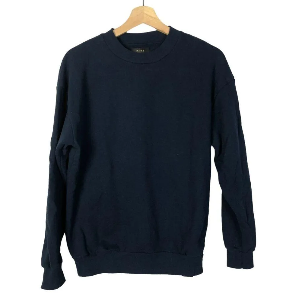 Zara Navy Blue Minimalist Crewneck Sweatshirt S - Image 2