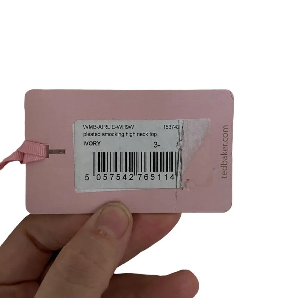 Ted baker NEW Airlie pleated smocking high neck top ivory US size 8 - Image 9