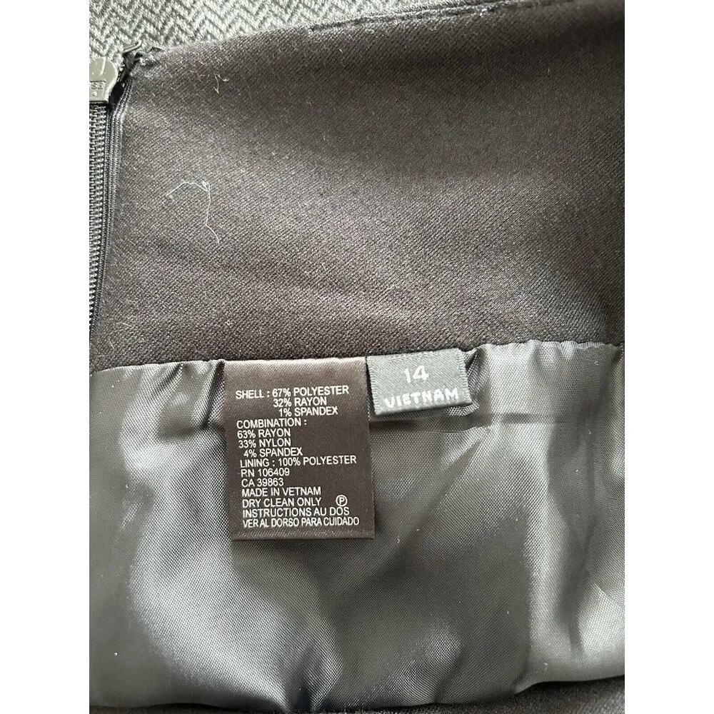 TAHARI Arthur S. Levine Black & Gray Tweed Pencil Skirt Size 14 - Image 5