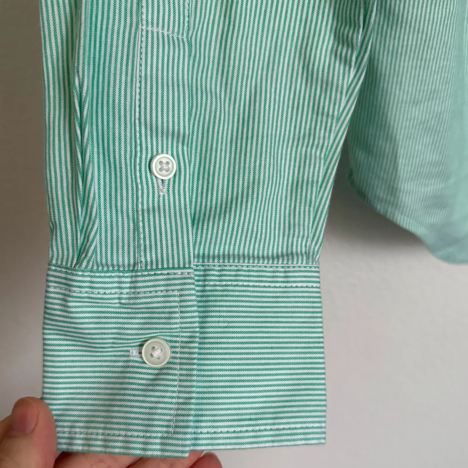 NWT Everlane The Silky Cotton Relaxed Shirt in Green Stripe Sz 6 Small - Image 4