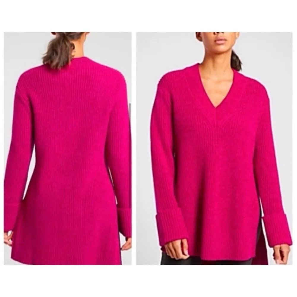 Athleta Shasta ribbed wool blend vneck oversized sweater Large - Image 10