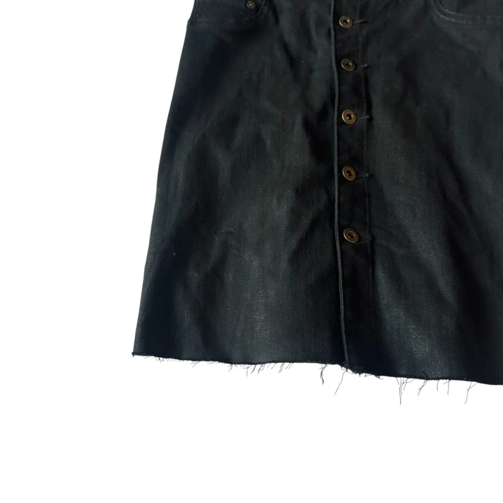 Pistola Black Waxed Denim Jumper Dress Sleeveless Button-Down Size Small Women's - Image 6