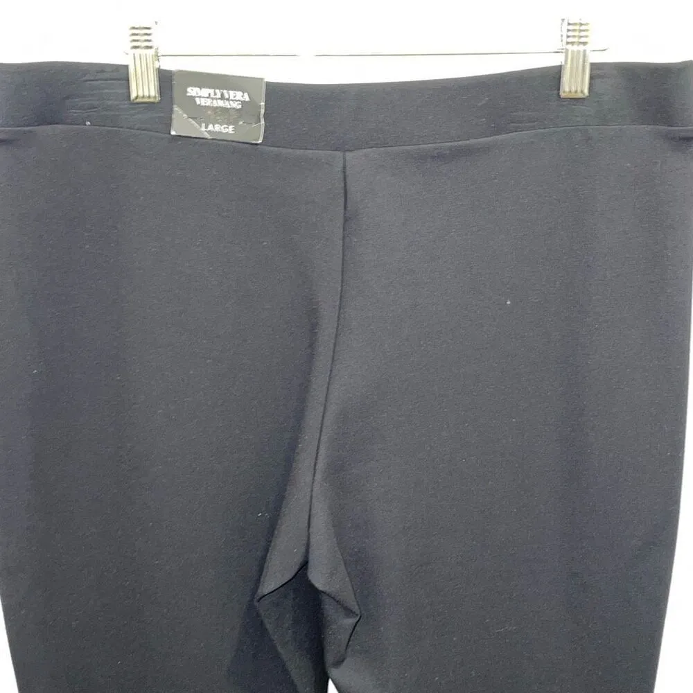 Simply Vera Vera Wang Womens Faux Leather Knit Moonlight Leggings Black Large NW - Image 4