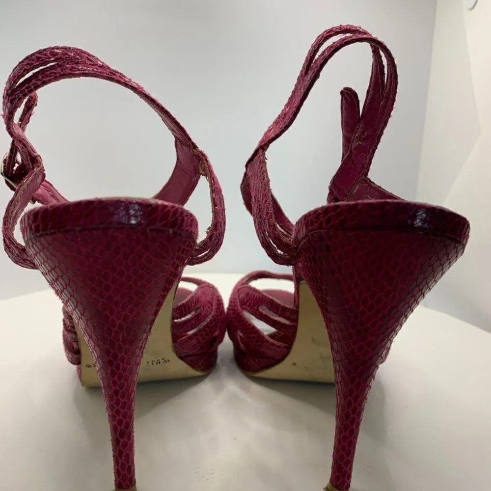 White House Black Market Pink Snakeskin Slingback 4.5 Heel - Image 4