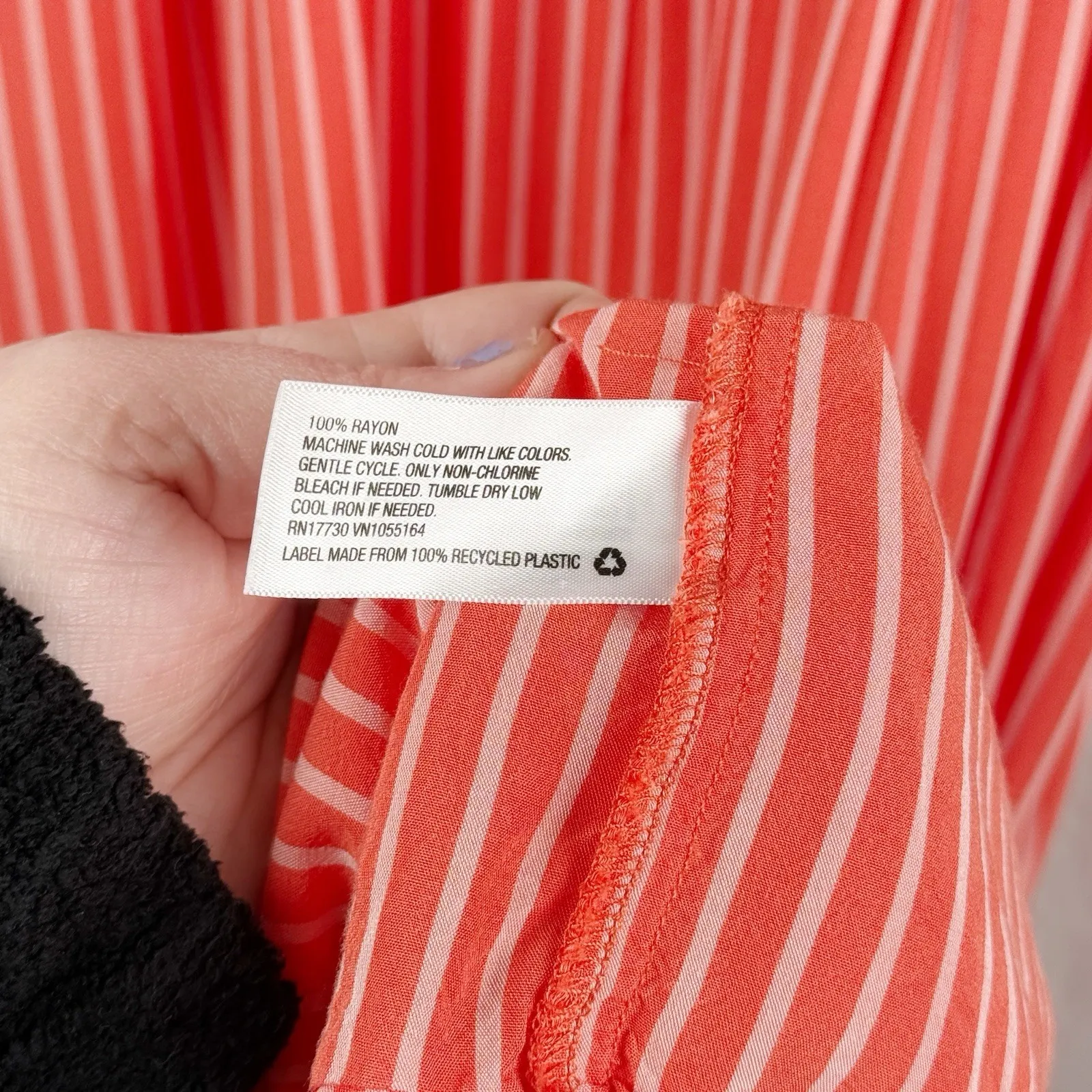 A New Day Women's M Coral Red Striped Tiered Sleeveless Midi Dress Rayon - Image 5