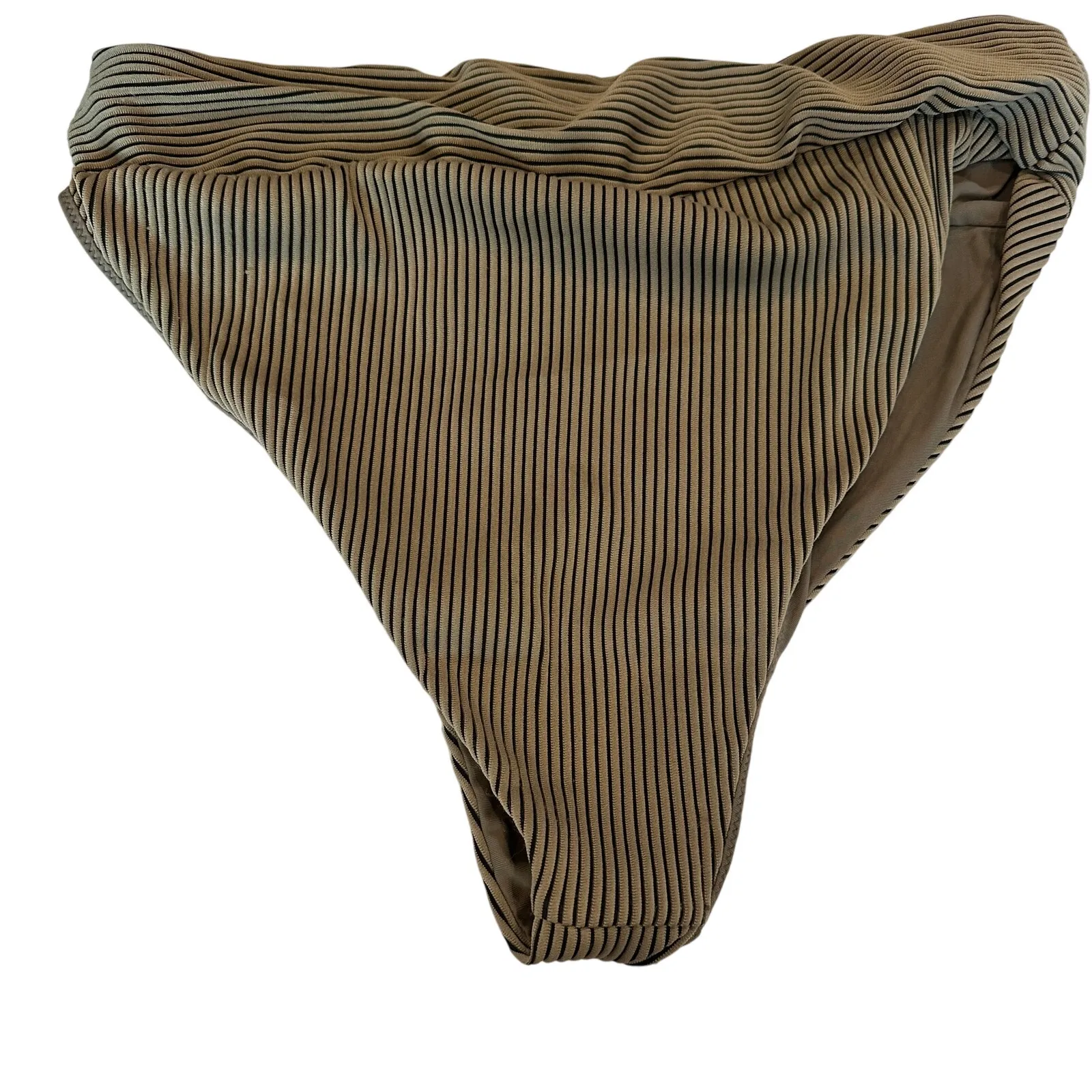 Tularosa Brown High Waist Bikini Bottom LARGE Ribbed Cheeky Lexi Revolve $88 - Image 5