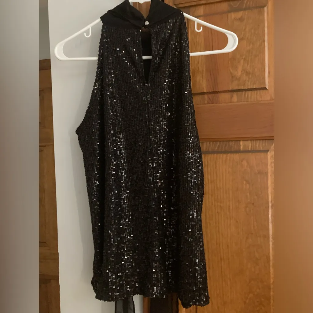 Calvin Klein tie front high neck Sequin Sleeveless Top M Medium - Image 2