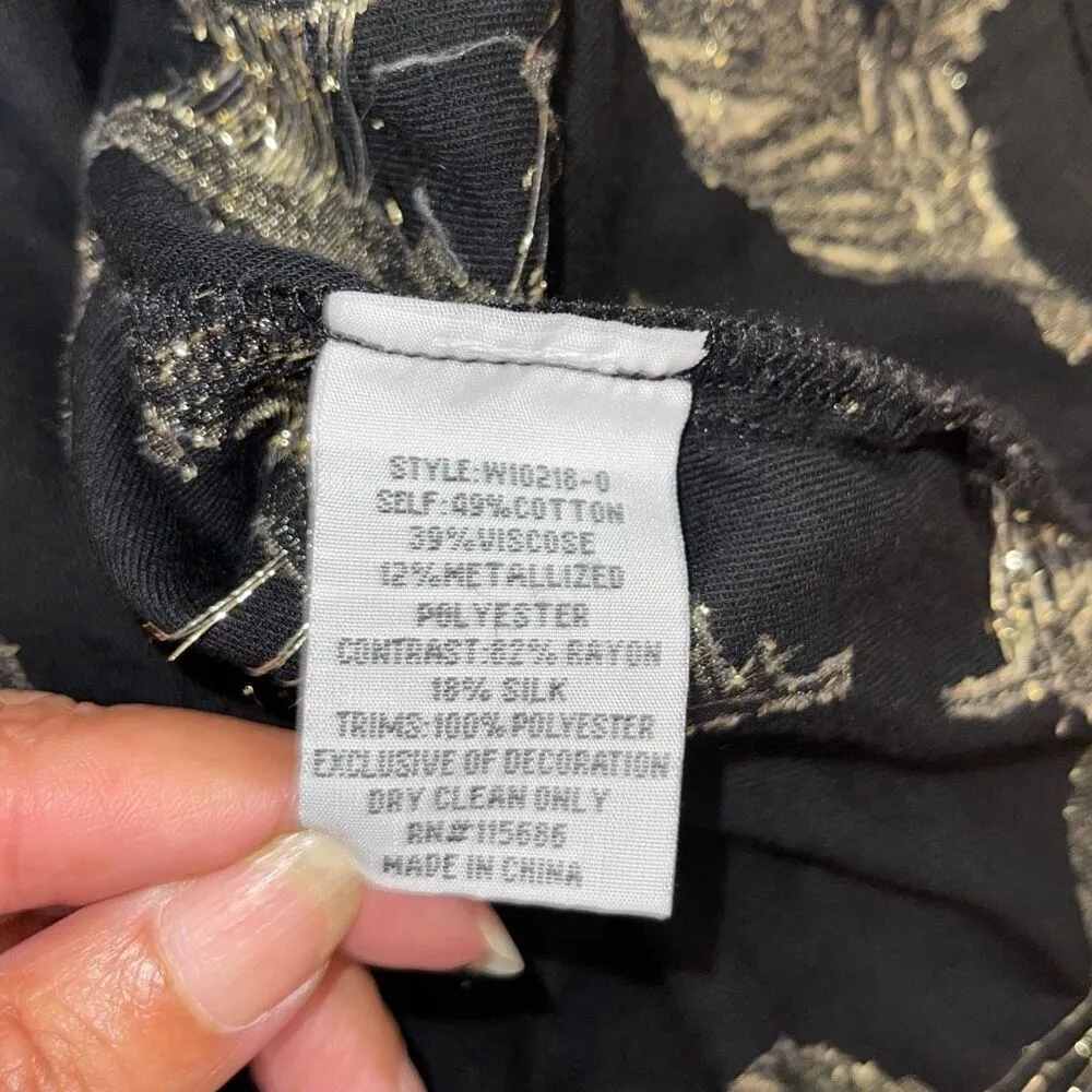 Johnny Was Workshop Womens Velvet Mix Bell Long Sleeve Blouse Black Size XS - Image 9