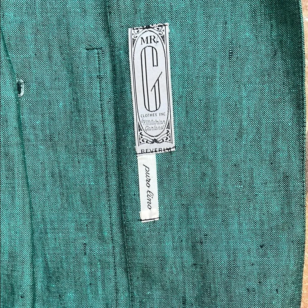 Green Linen Blazer with Boxy Silhouette Size L - Image 5