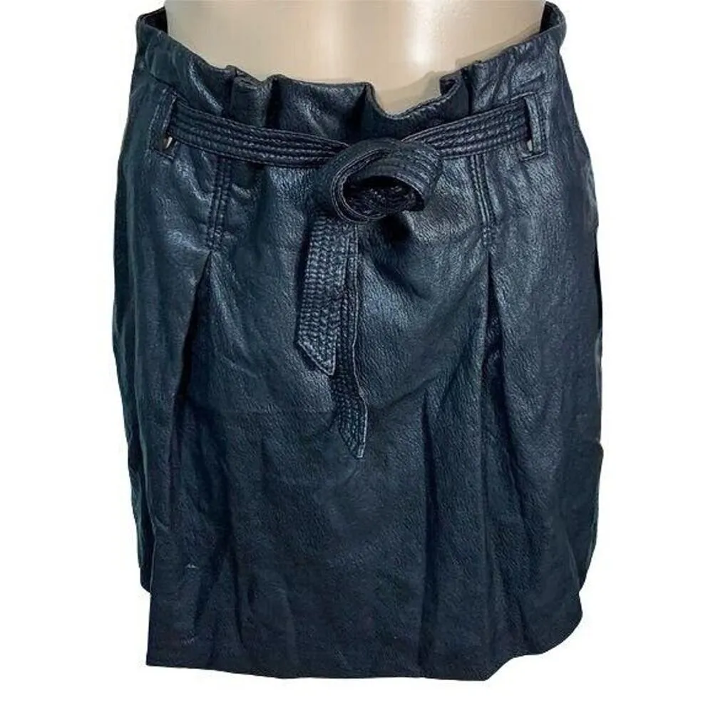 Free People Womens Faux Leather Mini Skirt Payton High Waist Paperbag Waist Sz 6 - Image 7