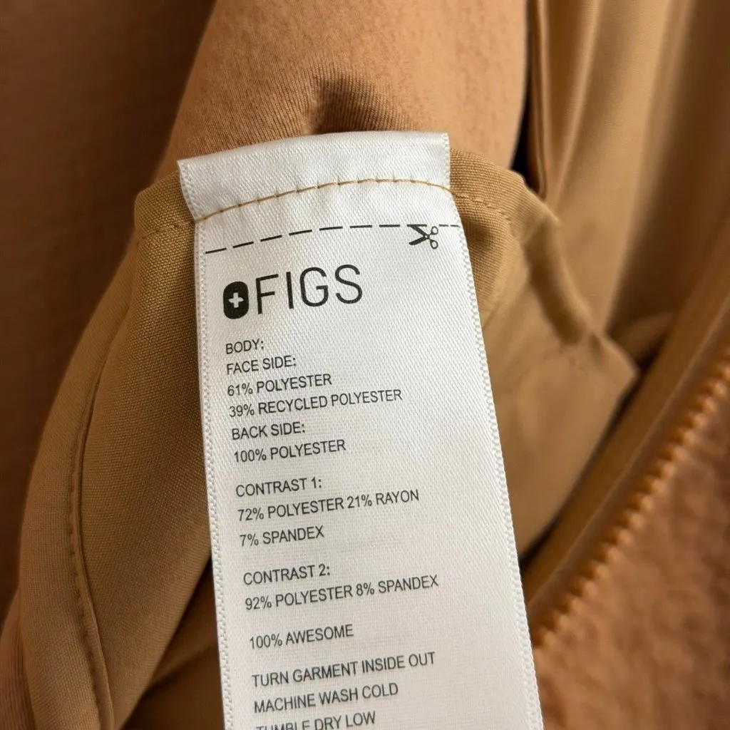 Figs On-Shift High Pile Fleece Bomber Jacket in Macchiato, Size X-Small - Image 11
