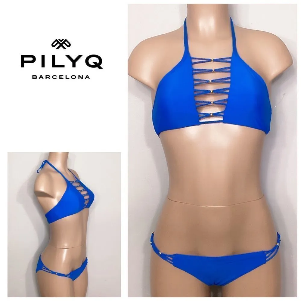 New. PILYQ Bali blue braided bikini set. Small - Image 2