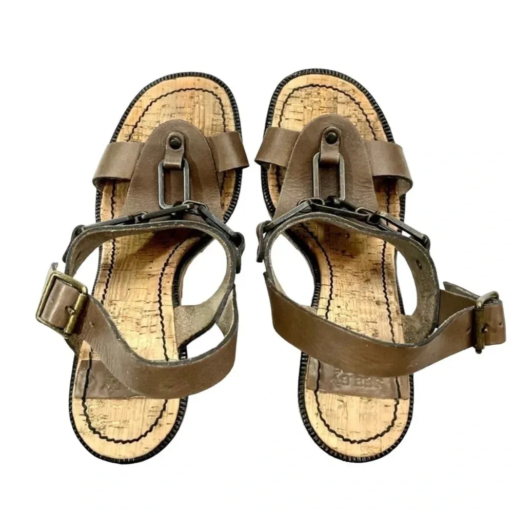 See By Chloe T Strap Leather Cork Wedges - Image 3