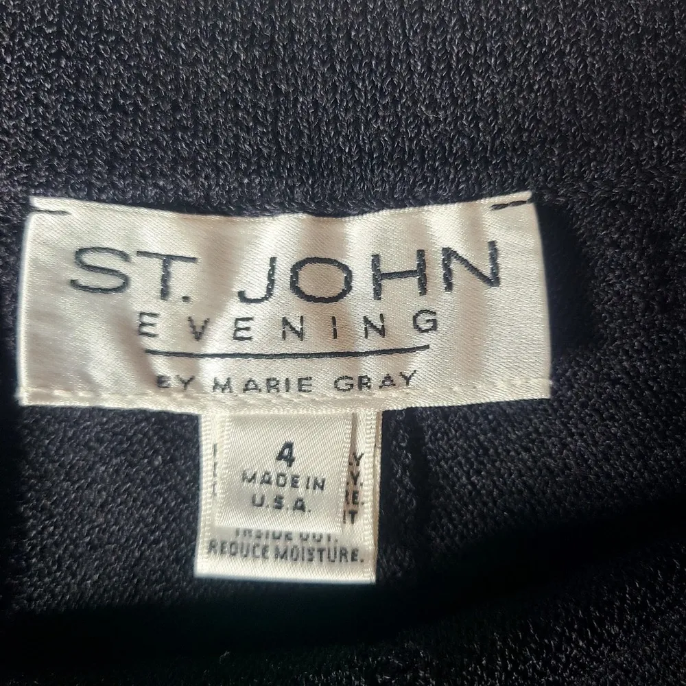 St John Evening Santana Knit Black Fit And Flare Sequin Hem Women's Skirt Size 4 - Image 9