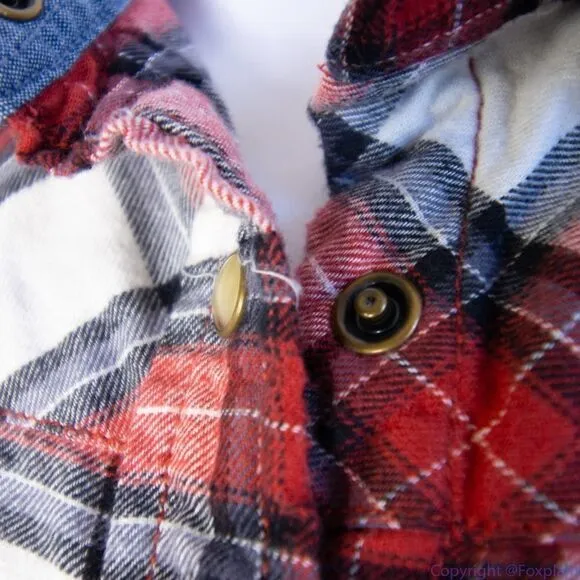 JACHS Girlfriend women's red and white plaid button down shirt, size M - Image 6