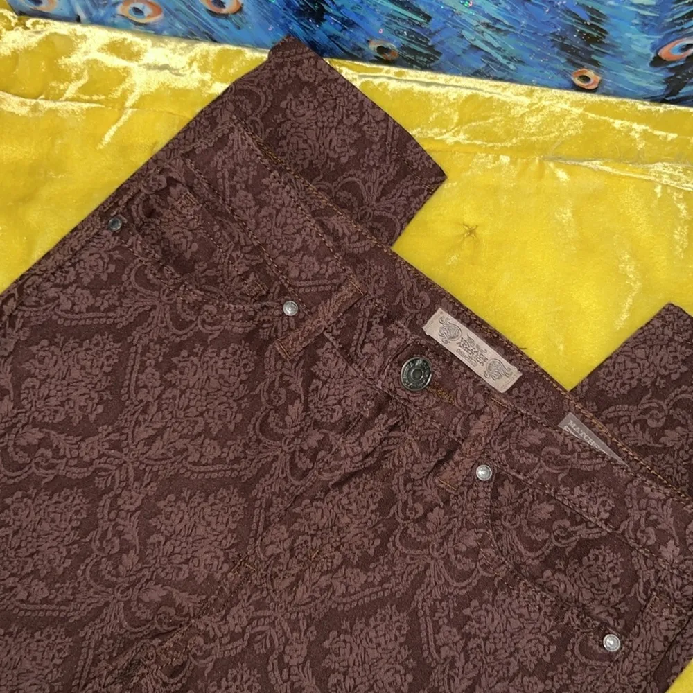 Vintage America Collection Size 8 Maroon Paisley Ankle Length Pants - Image 2