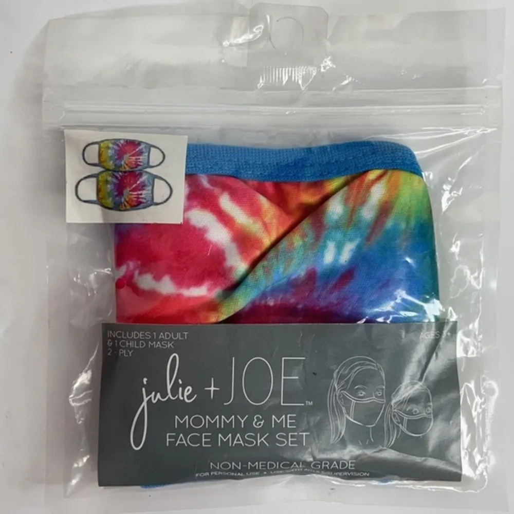 Julie + JOE Mommy & Me Washable Tie Dye Face Mask 2 PC Set NWT - Image 3