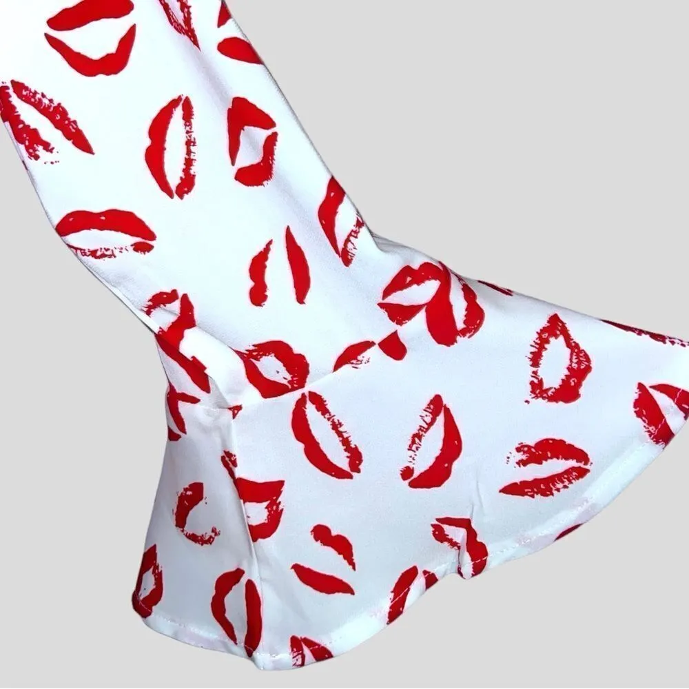 Shein very nice white blouse with red lipstick print! Bell sleeves too. New - Image 6