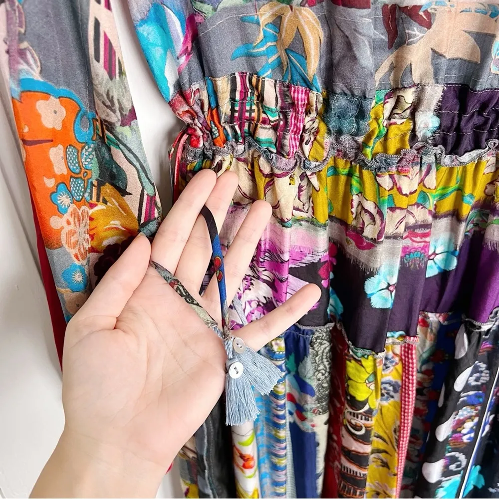 Johnny Was • Sonnet Dixie Silk Maxi Dress patchwork floral mixed print bohemian - Image 6