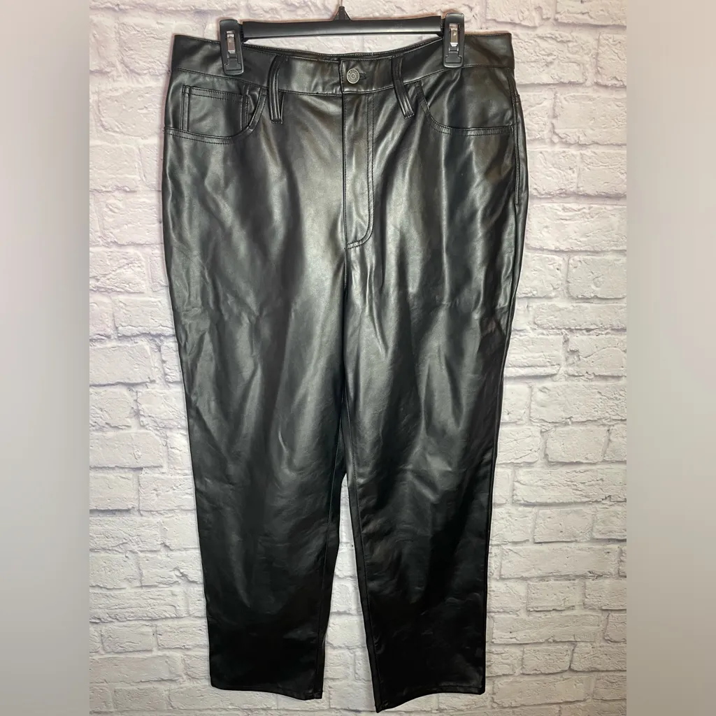 Madewell Perfect Vintage Straight Faux Leather Pants Black Size 31‎ - Image 3