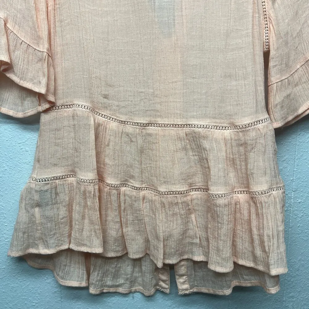 Zac&Rachel Soft Girl Bohemian Fairy Cottage Core Prairie Garden Flowy Top Small Pink - Image 9