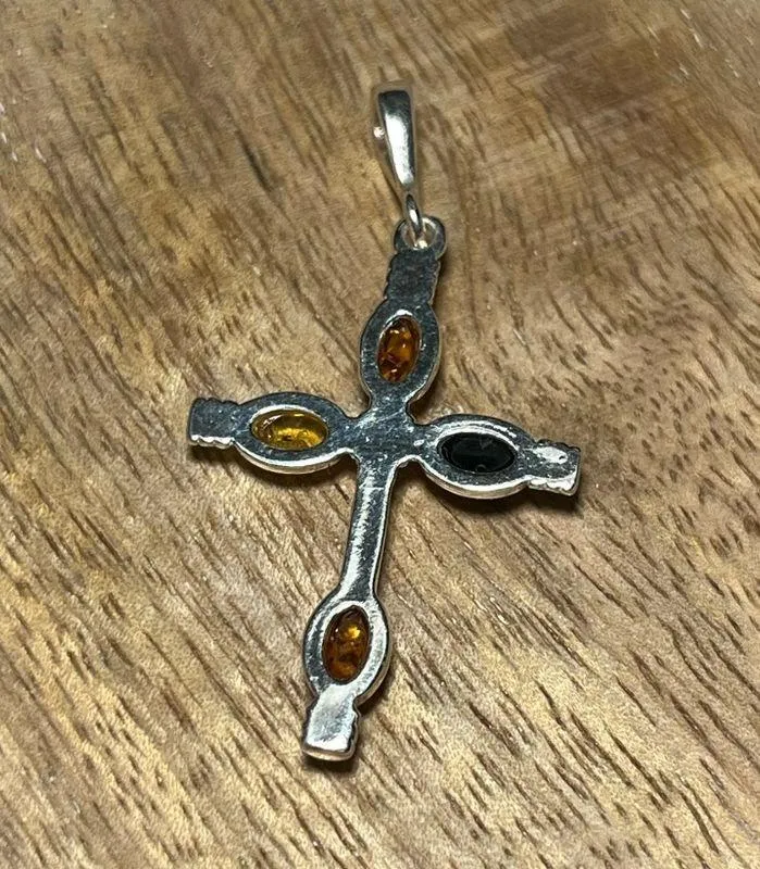 NWOT Amber 925 Sterling Silver Cross Pendant - Image 7